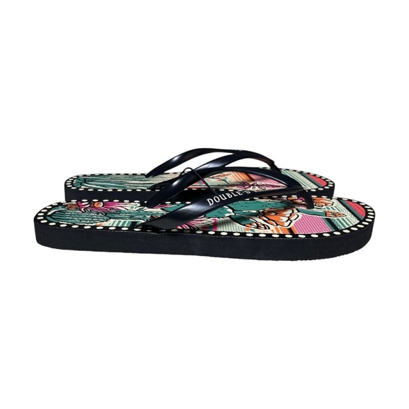Double D Ranch Flip Flops Thong Sandals Size M (8 8.5 9 9.5) Cactus Hummingbird - Picture 2 of 12